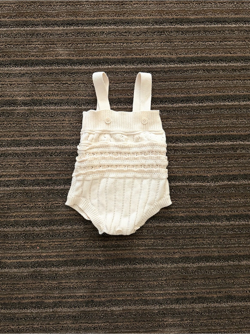 Cream Knit Baby Romper Bodysuit Romper with Straps